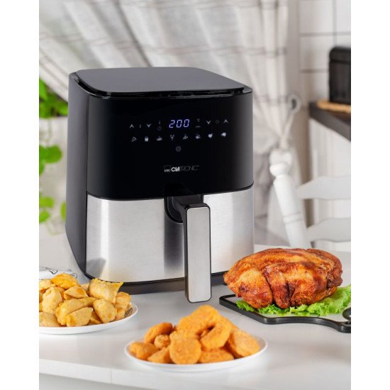 Clatronic FR 3782 H Unique 5 L Autonome 1450 W Friteuse d'air chaud Noir, Acier inoxydable