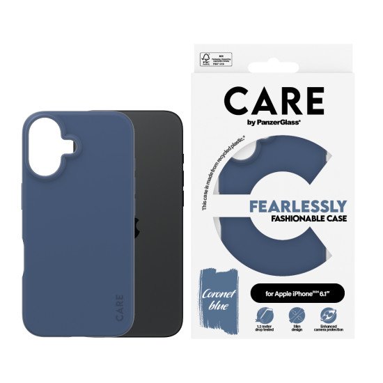 PanzerGlass CARE by PG Blue iPhone16 6.1 coque de protection pour téléphones portables Housse Transparent