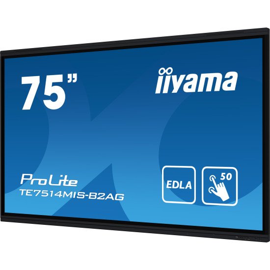 iiyama PROLITE TE7514MIS-B2AG Écran plat de signalisation numérique 190,5 cm (75") LCD Wifi 435 cd/m² 4K Ultra HD Noir Écran tactile Intégré dans le processeur Android 24/7