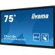 iiyama PROLITE TE7514MIS-B2AG Écran plat de signalisation numérique 190,5 cm (75") LCD Wifi 435 cd/m² 4K Ultra HD Noir Écran tactile Intégré dans le processeur Android 24/7