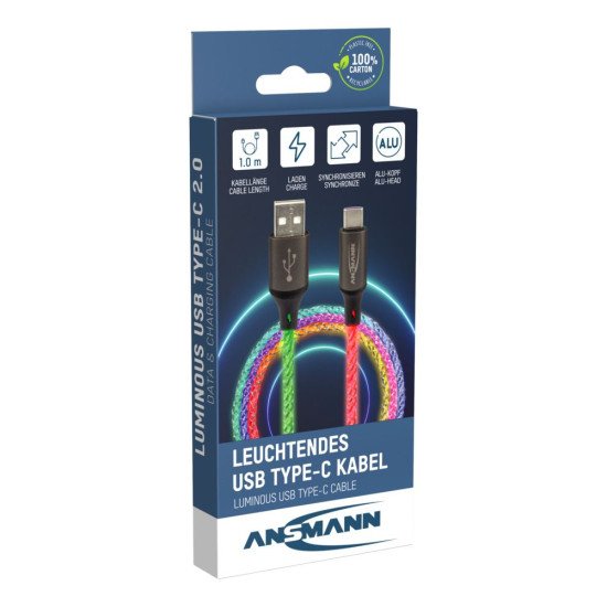 Ansmann 1700-0158 câble USB 1 m USB A USB C Multicolore