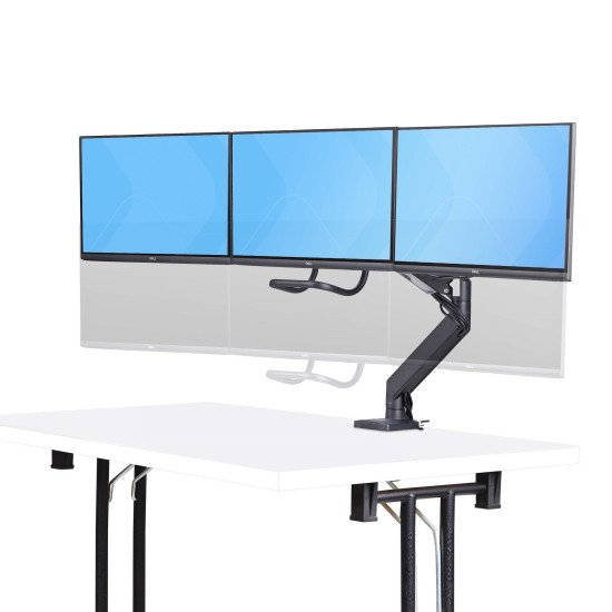 StarTech.com Support de Bureau pour 3 Écrans 27", VESA 75x75/100x100, Bras Articulé Réglable sans Outils, Pince en C/Passe-Fil, Support d'Écrans 27 pouces, Bras pour Moniteur Assisté par Ressort