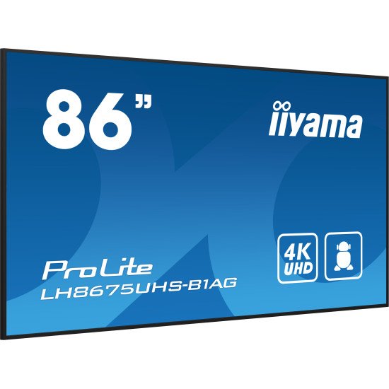 iiyama ProLite Écran plat de signalisation numérique 2,17 m (85.6") LCD Wifi 500 cd/m² 4K Ultra HD Noir Intégré dans le processeur Android 11 24/7