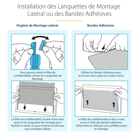 StarTech.com Filtre de Confidentialité pour Écran 24 pouces 16:10, Écran de Confidentialité Réversible Or, Filtre Anti Reflet pour Ordinateur Amélioré, Bouclier de Sécurité, +/- 30 Degrés