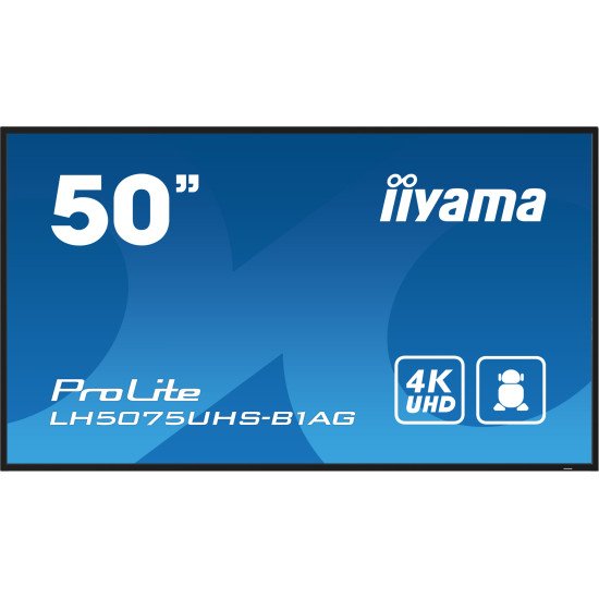 iiyama ProLite Écran plat de signalisation numérique 125,7 cm (49.5") LCD Wifi 500 cd/m² 4K Ultra HD Noir Intégré dans le processeur Android 11 24/7