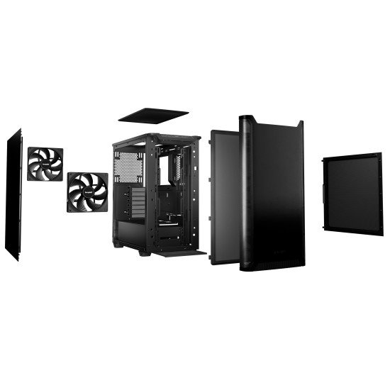 be quiet! Pure Base 501 Noir | Boîtier PC , Mini ATX / Micro ATX / ATX, 2 ventilateurs Pure Wings 3 140 mm PWM