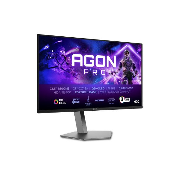 AOC AGON PRO AG326UD écran PC 80 cm (31.5") 3840 x 2160 pixels 4K Ultra HD QDOLED Noir