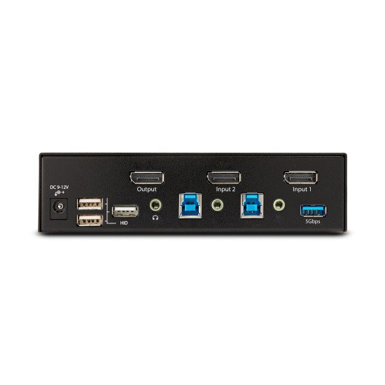 StarTech.com Switch KVM DisplayPort 2 Ports - 8K 60H/4K 144Hz, Écran Unique, DisplayPort 1.4, 2 Ports USB 3.0, 4x USB 2.0 HID, Commutateur KVM, Commutation par Bouton-Poussoir, Conforme TAA - Indépendant de l'OS