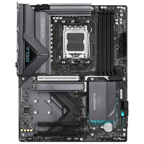 GIGABYTE Carte Mère X870 EAGLE WIFI7 - Prend en charge les processeurs AMD Ryzen 9000, VRM à 14+2+2 phases, jusqu'à 8000MHz DDR5 (OC), 4xPCIe 5.0 + 3xM.2, Wi-Fi 7, LAN 2.5GbE, USB 3.2 Gen 2x2