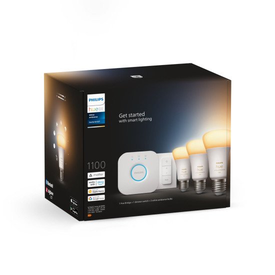 Philips Hue White ambiance Kit de démarrage : 3 ampoules connectées E27 (1100) + variateur