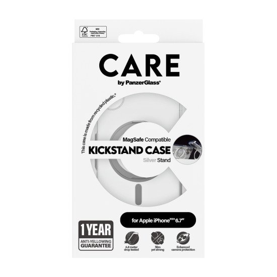 PanzerGlass CARE by PG SLV Kick/MagS iPhone16 6.7 coque de protection pour téléphones portables Housse Transparent