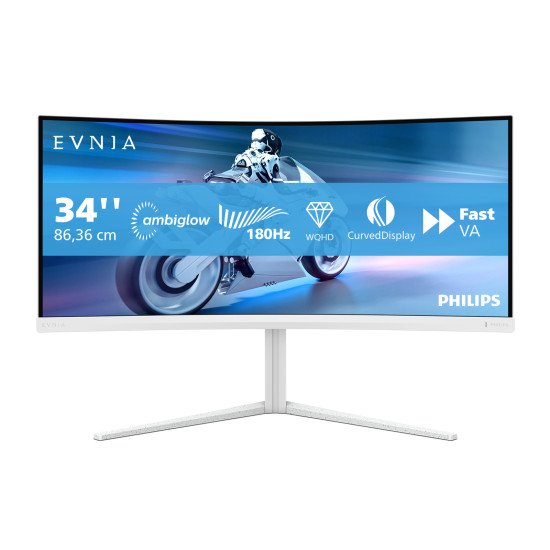 Philips 34M2C5501A/00 écran PC 86,4 cm (34") 3440 x 1440 pixels Wide Quad HD LCD Blanc