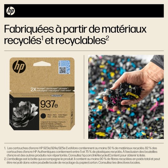 HP 937e Cartouche d'encre authentique Noir EvoMore