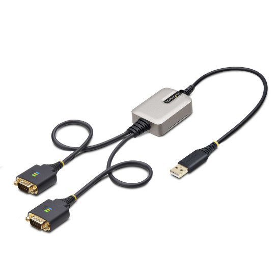 StarTech.com 2P1FFC-USB-SERIAL changeur de genre de câble USB-A 2 x DB-9 RS-232 Noir, Gris