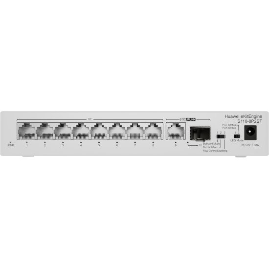 HUAWEI eKit S110 Series S110-8P2ST Non-géré L2 Gigabit Ethernet (10/100/1000) Connexion Ethernet POE Gris