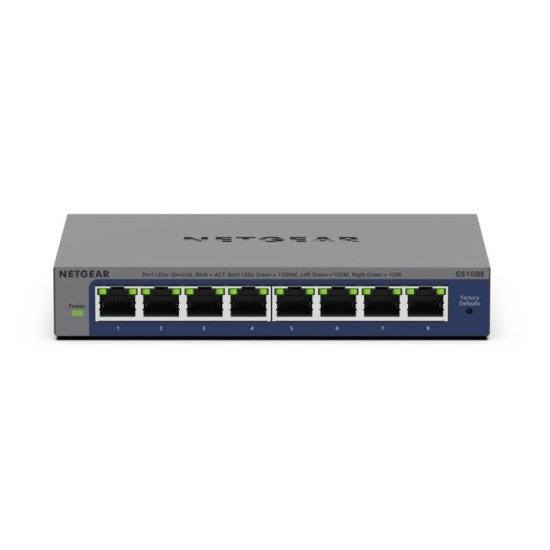 NETGEAR GS108Ev4 Non-géré L2/L3 Gigabit Ethernet (10/100/1000) Gris