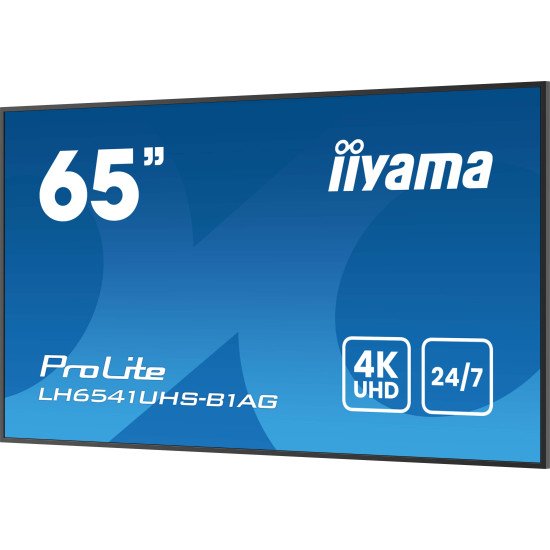 iiyama LH6541UHS-B1AG affichage de messages 163,8 cm (64.5") LCD 500 cd/m² 4K Ultra HD Noir 24/7