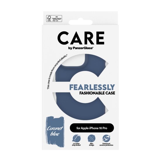 PanzerGlass CARE by PG Blue iPhone16 6.3 Pro coque de protection pour téléphones portables Housse Transparent