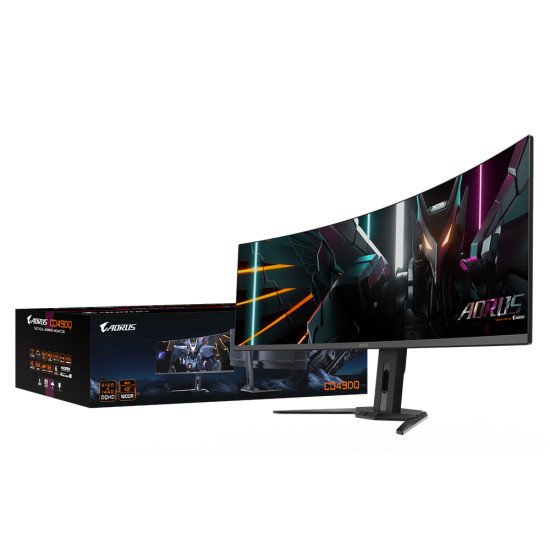 GIGABYTE Moniteur de jeu incurvé CO49DQ OLED - 5120x1440 (DQHD), 1800R, 144Hz, 0,03 ms, KVM, FreeSync Premium Pro, HDMI 2.1