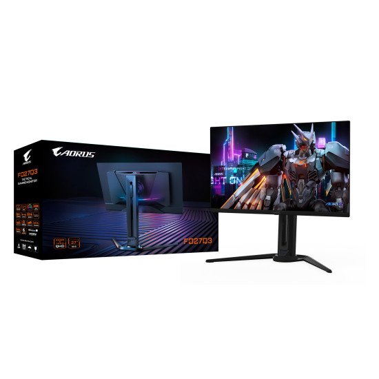 GIGABYTE Écran de jeu AORUS FO27Q3 OLED de 27” - 2560 x 1440 (QHD), 360Hz, 0.03ms, KVM, 250 cd/m², FreeSync Premium Pro, DisplayHDR True Black 400, HDMI 2.1