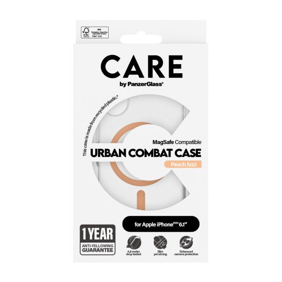 PanzerGlass CARE by PG Peachy MagSafe iPhone16 6.1 coque de protection pour téléphones portables Housse Transparent