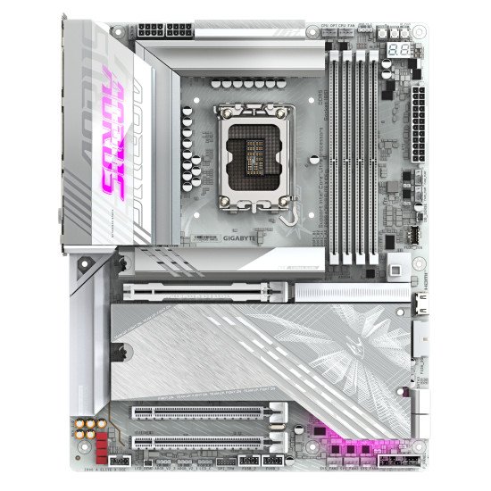 GIGABYTE Carte mère Z890 AORUS ELITE X ICE - Prend en charge les processeurs Intel Core Ultra (Série 2), VRM à 16+1+2 phases, jusqu'à 9500MHz DDR5 (OC), 1xPCIe 5.0 + 4xPCIe 4.0, Wi-Fi 7, LAN 2.5GbE, Thunderbolt 4