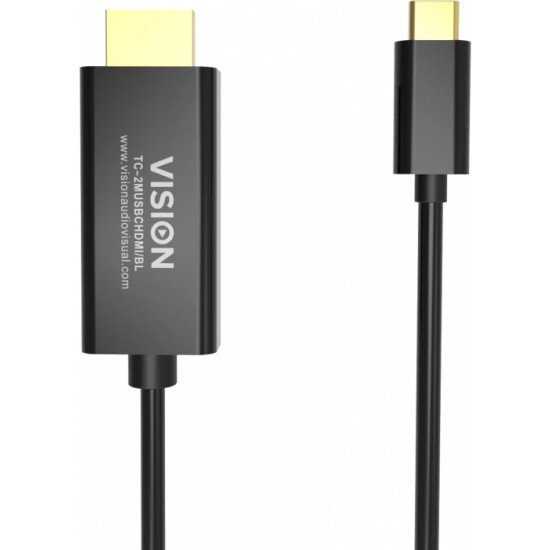 Vision TC 2MUSBCDP8K/BL câble DisplayPort 2 m USB Type-C Noir