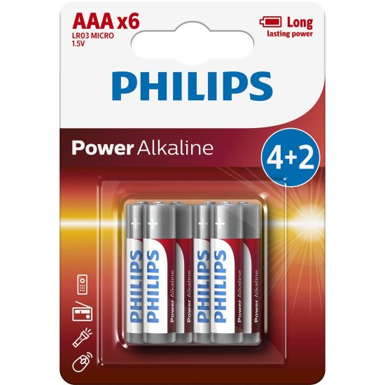 Philips Power Alkaline Batterie LR03P6BP/10