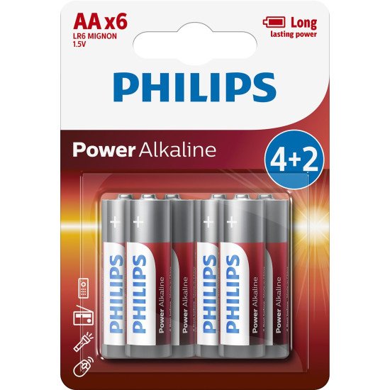 Philips Power Alkaline Batterie LR6P6BP/10